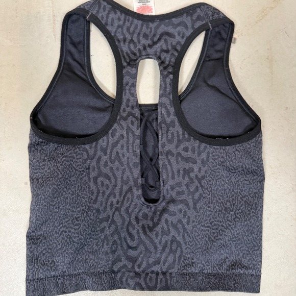 Gymshark Womens B4A4S Animal Print Lace Up Back Sports Bra Top Grey Medium - Picture 3 of 5